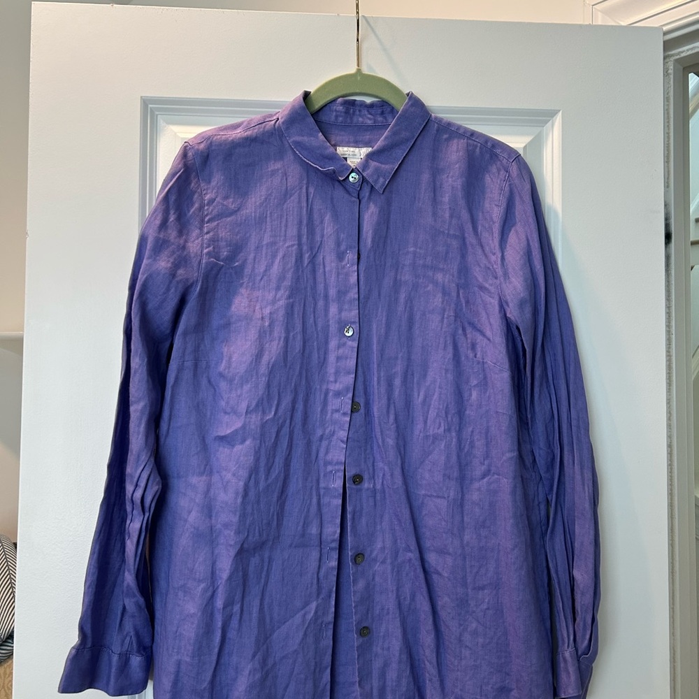 J. Jill Button-Up Linen Collar Shirt